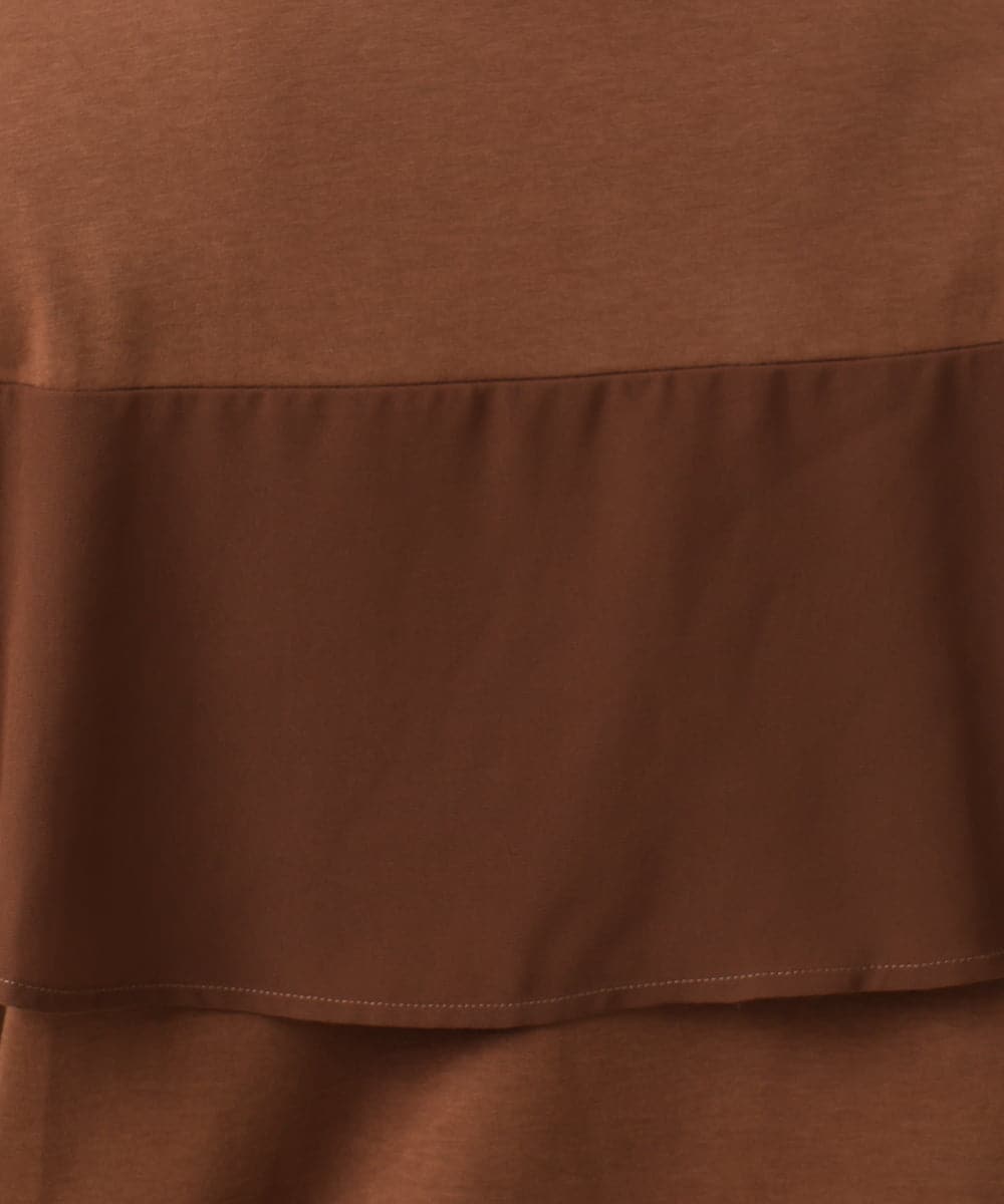 OLKIV57054 eur3(エウルキューブ) 【大きいサイズ/a.v.v×eur3】シフォンケープカットソー ダークブラウン(87)