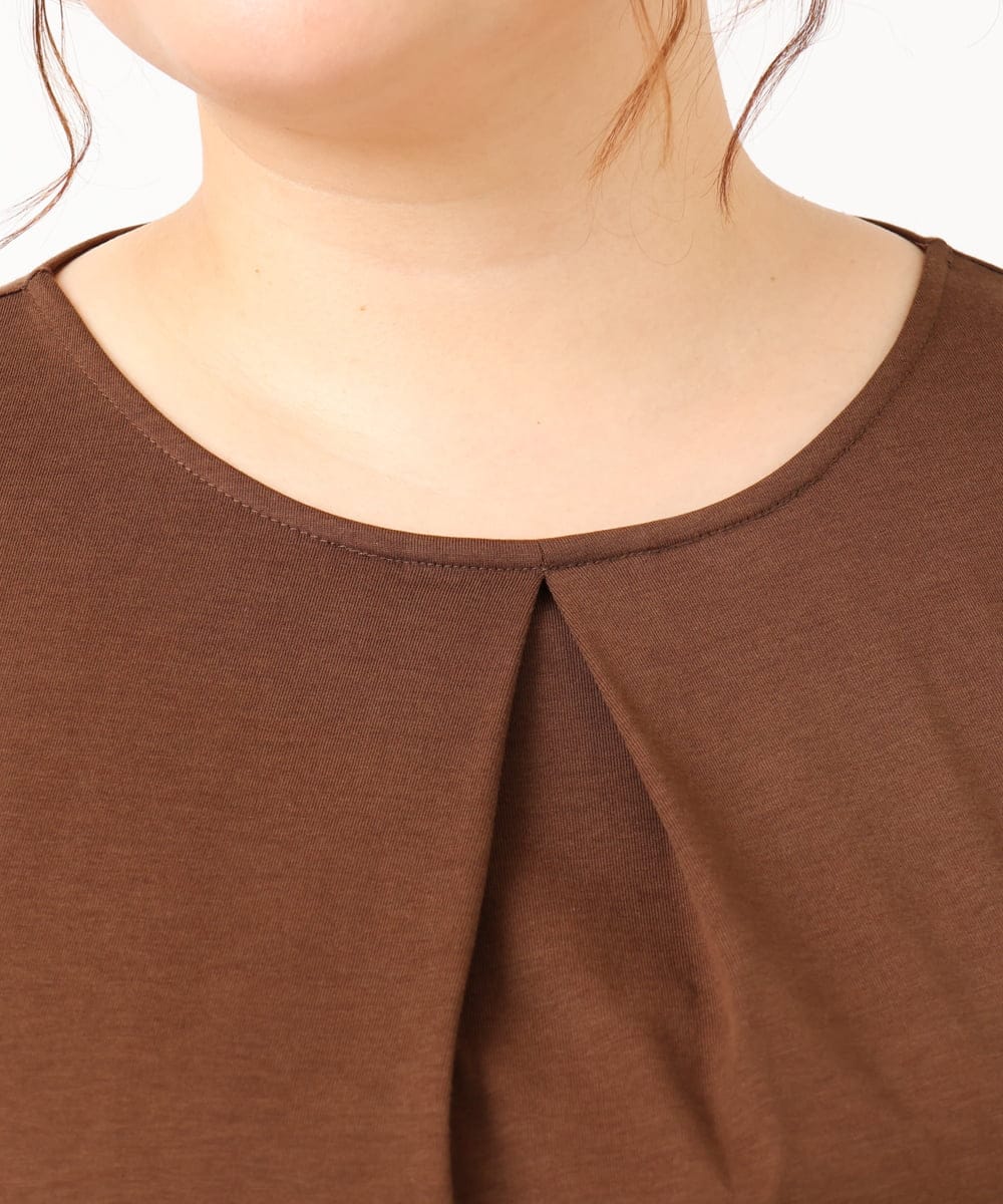 OLKIV57054 eur3(エウルキューブ) 【大きいサイズ/a.v.v×eur3】シフォンケープカットソー ダークブラウン(87)