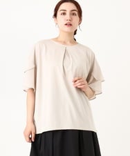 OLKIV57054 eur3(エウルキューブ) 【大きいサイズ/a.v.v×eur3】シフォンケープカットソー ライトグレー(91)