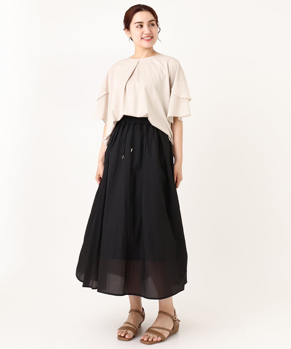 OLKIV57054 eur3(エウルキューブ) 【大きいサイズ/a.v.v×eur3】シフォンケープカットソー ライトグレー(91)
