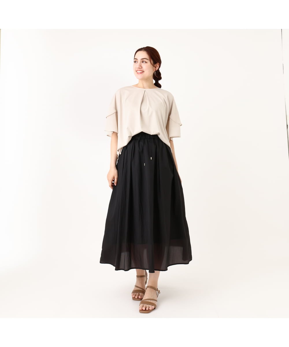 OLKIV57054 eur3(エウルキューブ) 【大きいサイズ/a.v.v×eur3】シフォンケープカットソー ライトグレー(91)