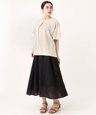 OLKIV57054 eur3(エウルキューブ) 【大きいサイズ/a.v.v×eur3】シフォンケープカットソー ライトグレー(91)