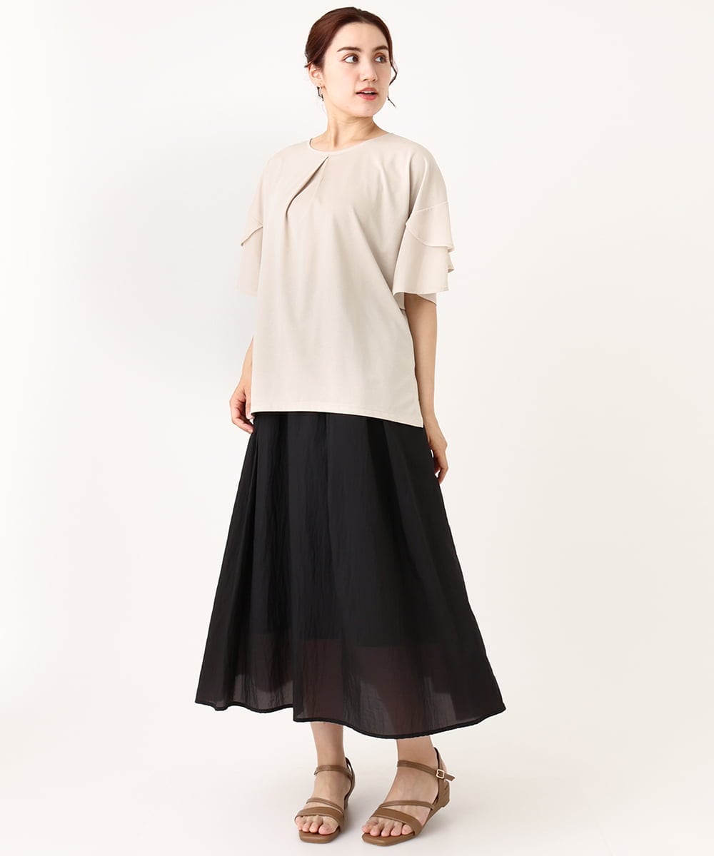 OLKIV57054 eur3(エウルキューブ) 【大きいサイズ/a.v.v×eur3】シフォンケープカットソー ライトグレー(91)