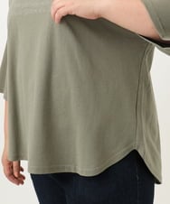 OLKJA03069 eur3(エウルキューブ) 【WEB先行販売】【大きいサイズ】ロゴ刺繍ラグランカットソー カーキ(36)