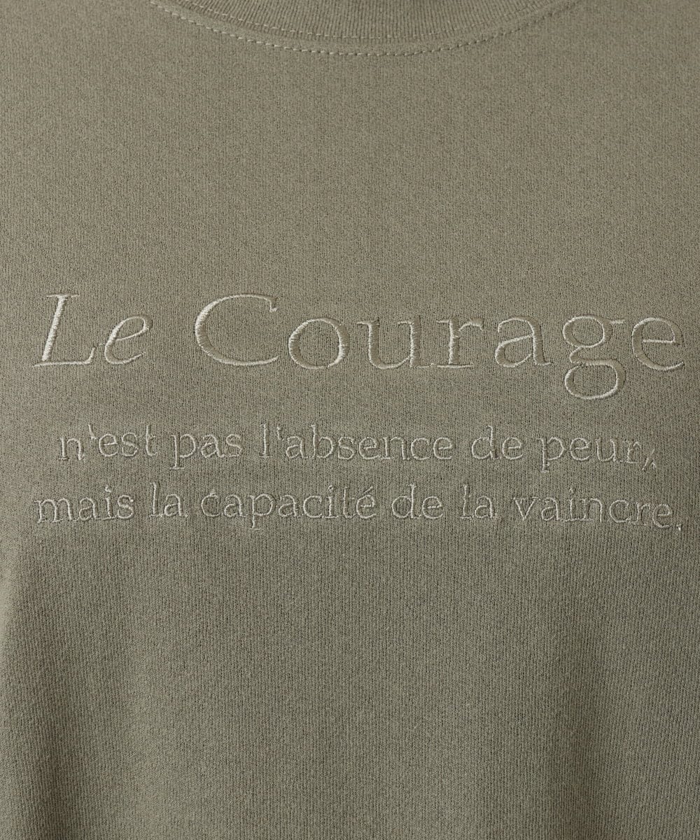 OLKJA03069 eur3(エウルキューブ) 【WEB先行販売】【大きいサイズ】ロゴ刺繍ラグランカットソー カーキ(36)