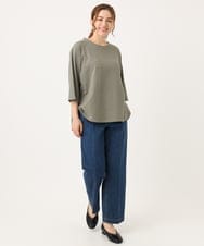 OLKJA03069 eur3(エウルキューブ) 【WEB先行販売】【大きいサイズ】ロゴ刺繍ラグランカットソー カーキ(36)