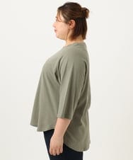 OLKJA03069 eur3(エウルキューブ) 【WEB先行販売】【大きいサイズ】ロゴ刺繍ラグランカットソー カーキ(36)