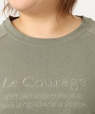 OLKJA03069 eur3(エウルキューブ) 【WEB先行販売】【大きいサイズ】ロゴ刺繍ラグランカットソー カーキ(36)