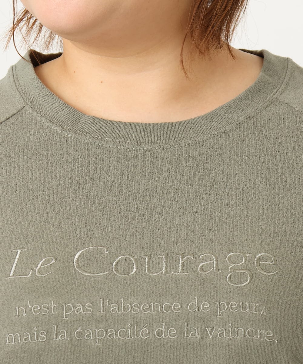 OLKJA03069 eur3(エウルキューブ) 【WEB先行販売】【大きいサイズ】ロゴ刺繍ラグランカットソー カーキ(36)