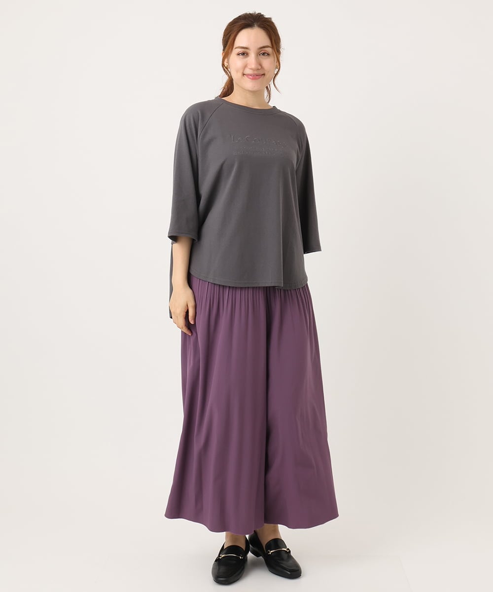OLKJA03069 eur3(エウルキューブ) 【WEB先行販売】【大きいサイズ】ロゴ刺繍ラグランカットソー ダークグレー(93)