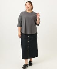 OLKJA03069 eur3(エウルキューブ) 【WEB先行販売】【大きいサイズ】ロゴ刺繍ラグランカットソー ダークグレー(93)