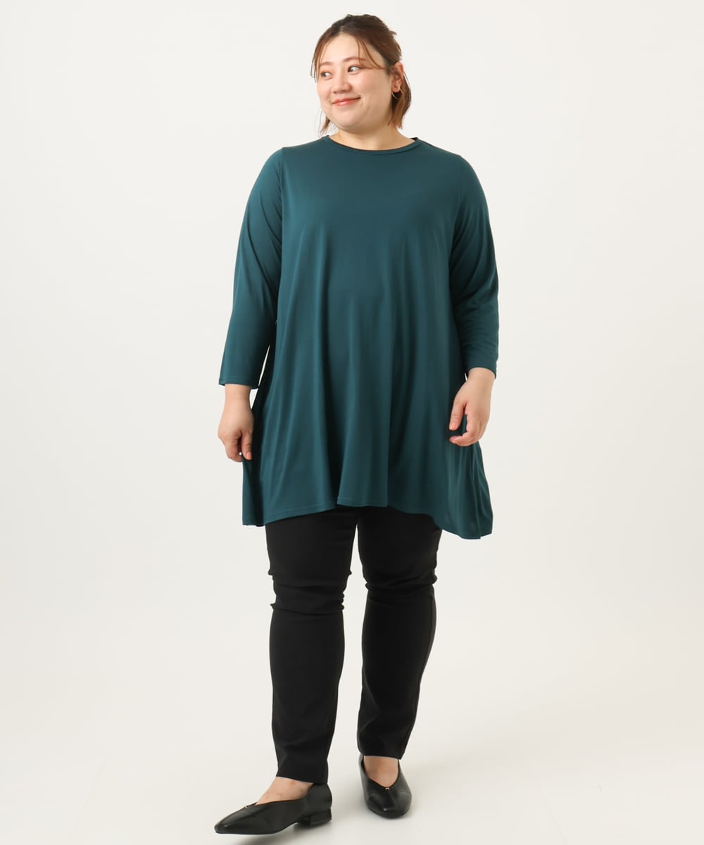OLKJA04069 eur3(エウルキューブ) 【大きいサイズ/UVカット/吸水速乾】接触冷感ジャージーチュニック グリーン(35)
