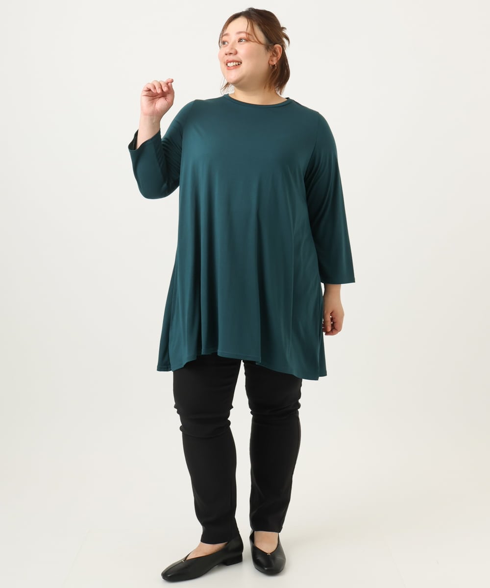 OLKJA04069 eur3(エウルキューブ) 【大きいサイズ/UVカット/吸水速乾】接触冷感ジャージーチュニック グリーン(35)
