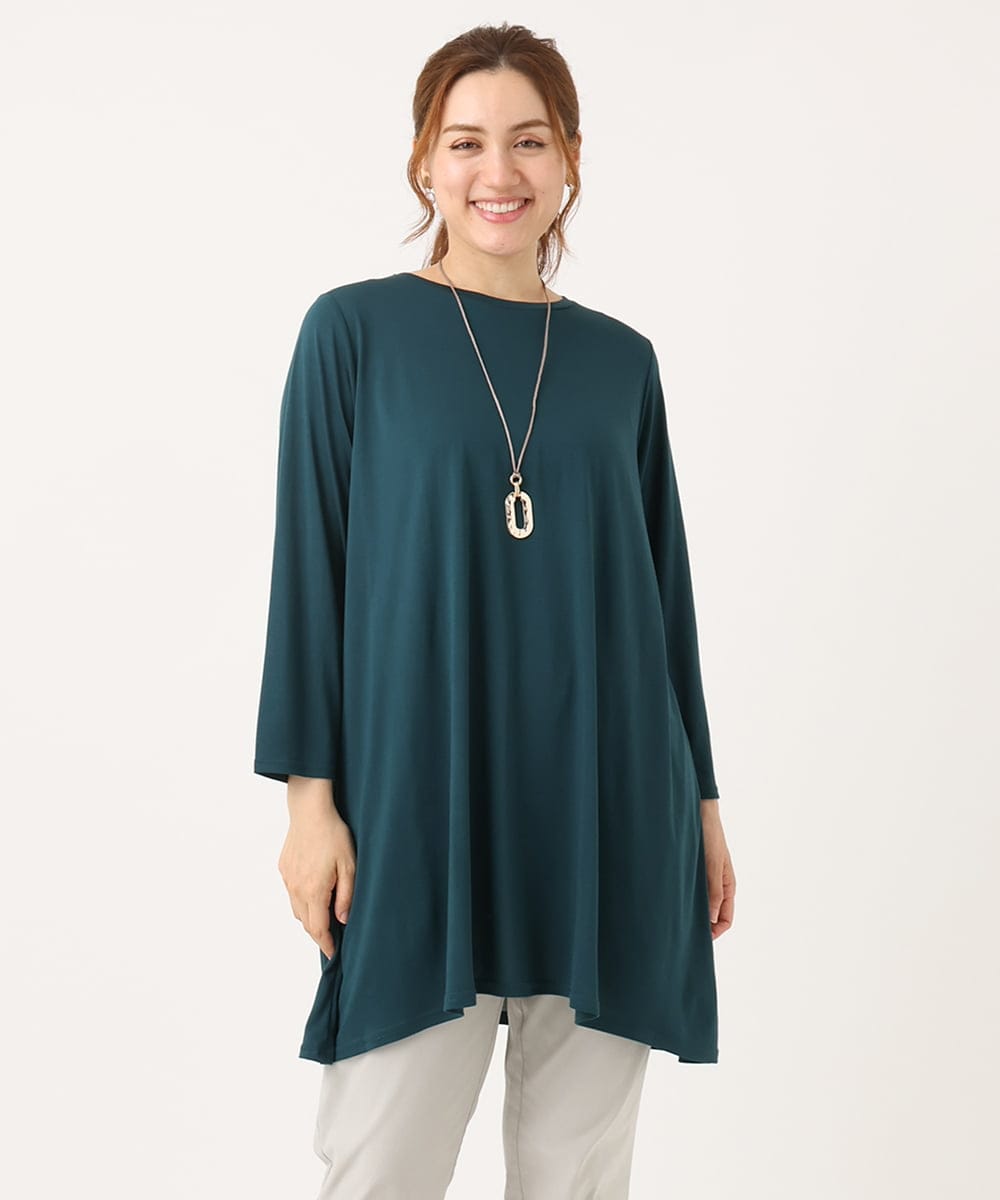OLKJA04069 eur3(エウルキューブ) 【大きいサイズ/UVカット/吸水速乾】接触冷感ジャージーチュニック グリーン(35)