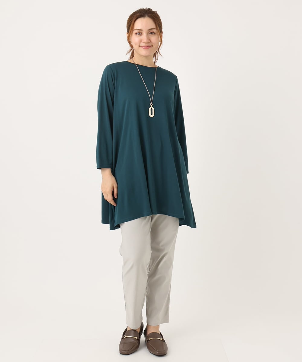 OLKJA04069 eur3(エウルキューブ) 【大きいサイズ/UVカット/吸水速乾】接触冷感ジャージーチュニック グリーン(35)