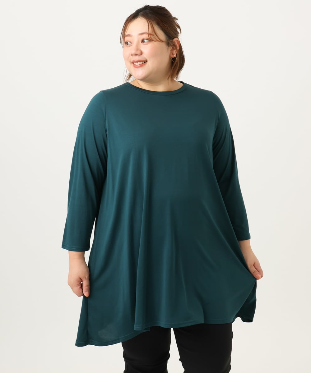 OLKJA04069 eur3(エウルキューブ) 【大きいサイズ/UVカット/吸水速乾】接触冷感ジャージーチュニック グリーン(35)