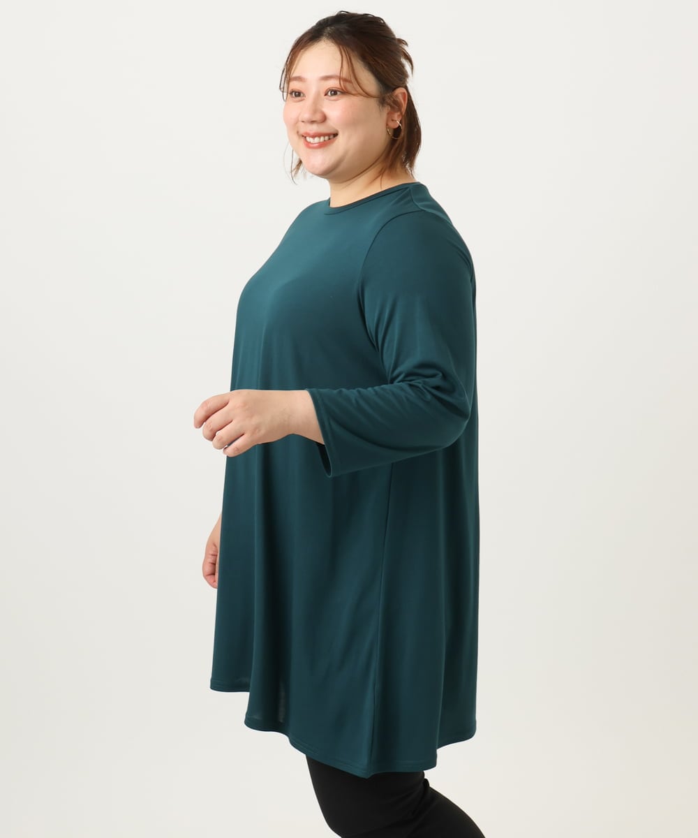 OLKJA04069 eur3(エウルキューブ) 【大きいサイズ/UVカット/吸水速乾】接触冷感ジャージーチュニック グリーン(35)