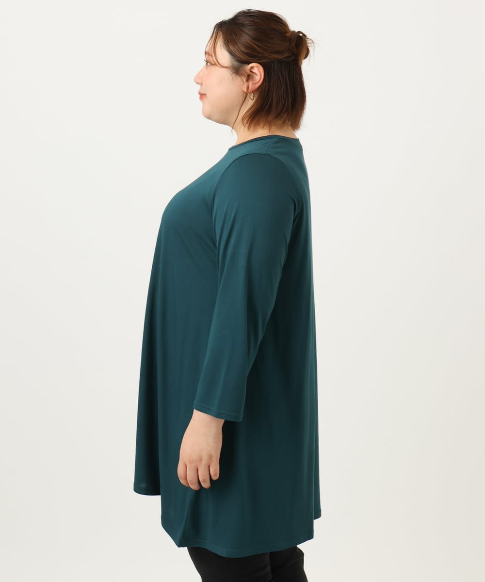 OLKJA04069 eur3(エウルキューブ) 【大きいサイズ/UVカット/吸水速乾】接触冷感ジャージーチュニック グリーン(35)