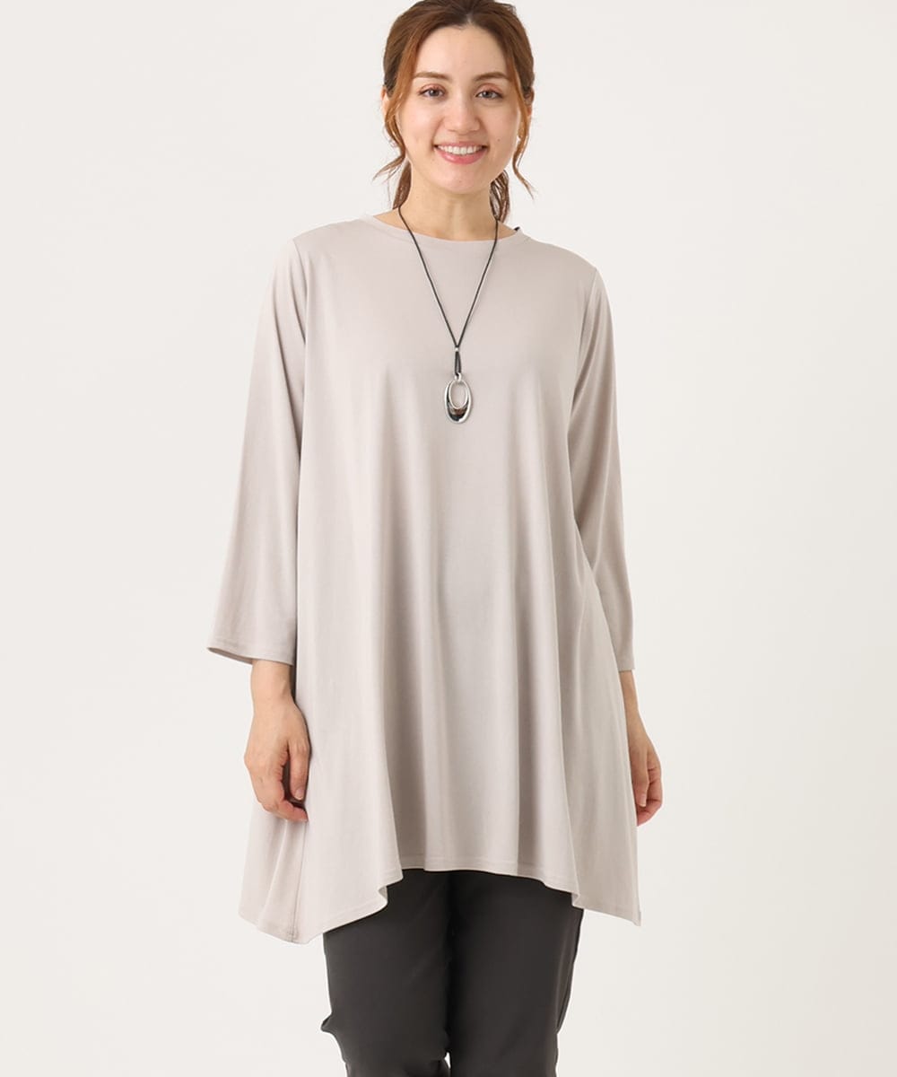 OLKJA04069 eur3(エウルキューブ) 【大きいサイズ/UVカット/吸水速乾】接触冷感ジャージーチュニック グレージュ(89)