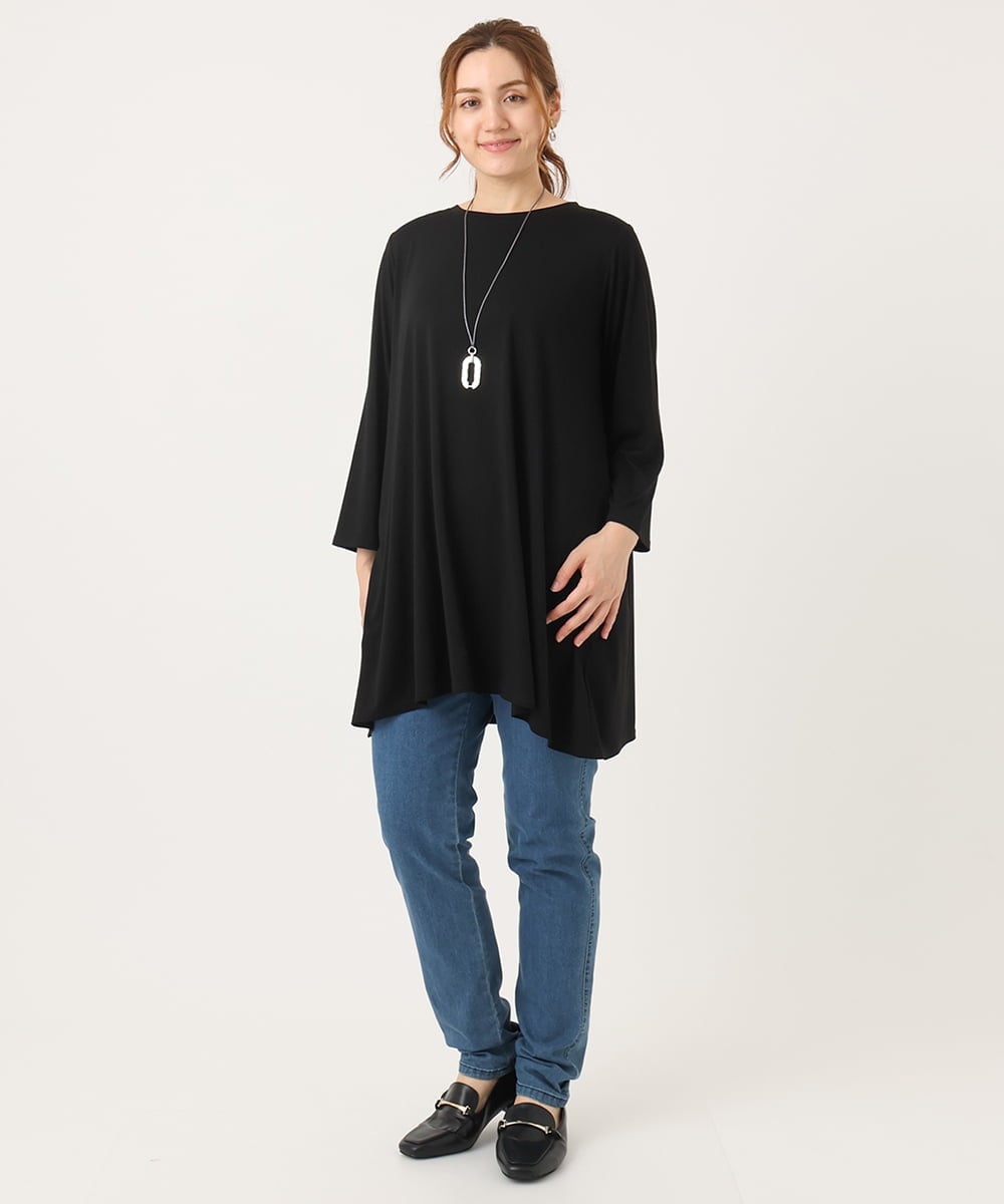 OLKJA04069 eur3(エウルキューブ) 【大きいサイズ/UVカット/吸水速乾】接触冷感ジャージーチュニック ブラック(94)