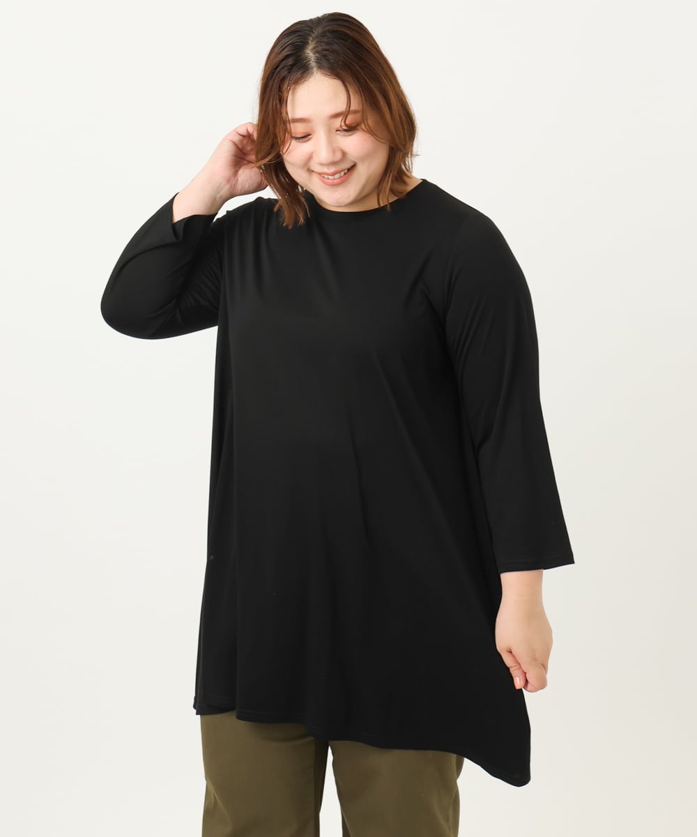 OLKJA04069 eur3(エウルキューブ) 【大きいサイズ/UVカット/吸水速乾】接触冷感ジャージーチュニック ブラック(94)