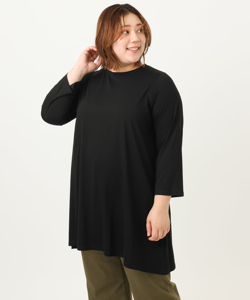 OLKJA04069 eur3(エウルキューブ) 【大きいサイズ/UVカット/吸水速乾】接触冷感ジャージーチュニック ブラック(94)
