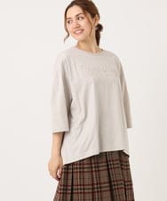 OLKJA05049 eur3(エウルキューブ) 【大きいサイズ】エンボスロゴTシャツ グレージュ(89)