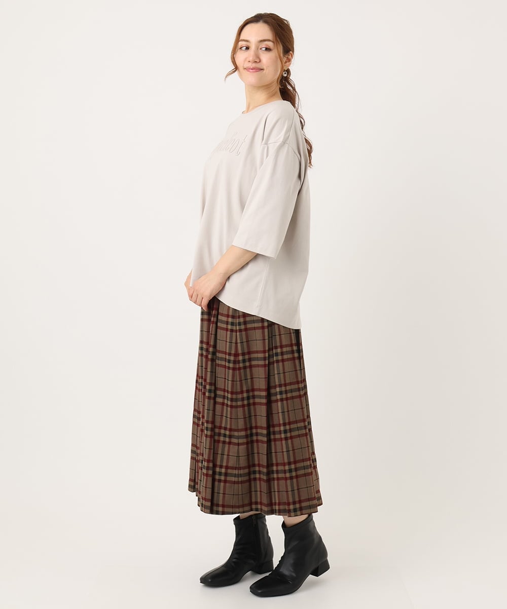 OLKJA05049 eur3(エウルキューブ) 【大きいサイズ】エンボスロゴTシャツ グレージュ(89)