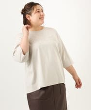 OLKJA05049 eur3(エウルキューブ) 【大きいサイズ】エンボスロゴTシャツ グレージュ(89)