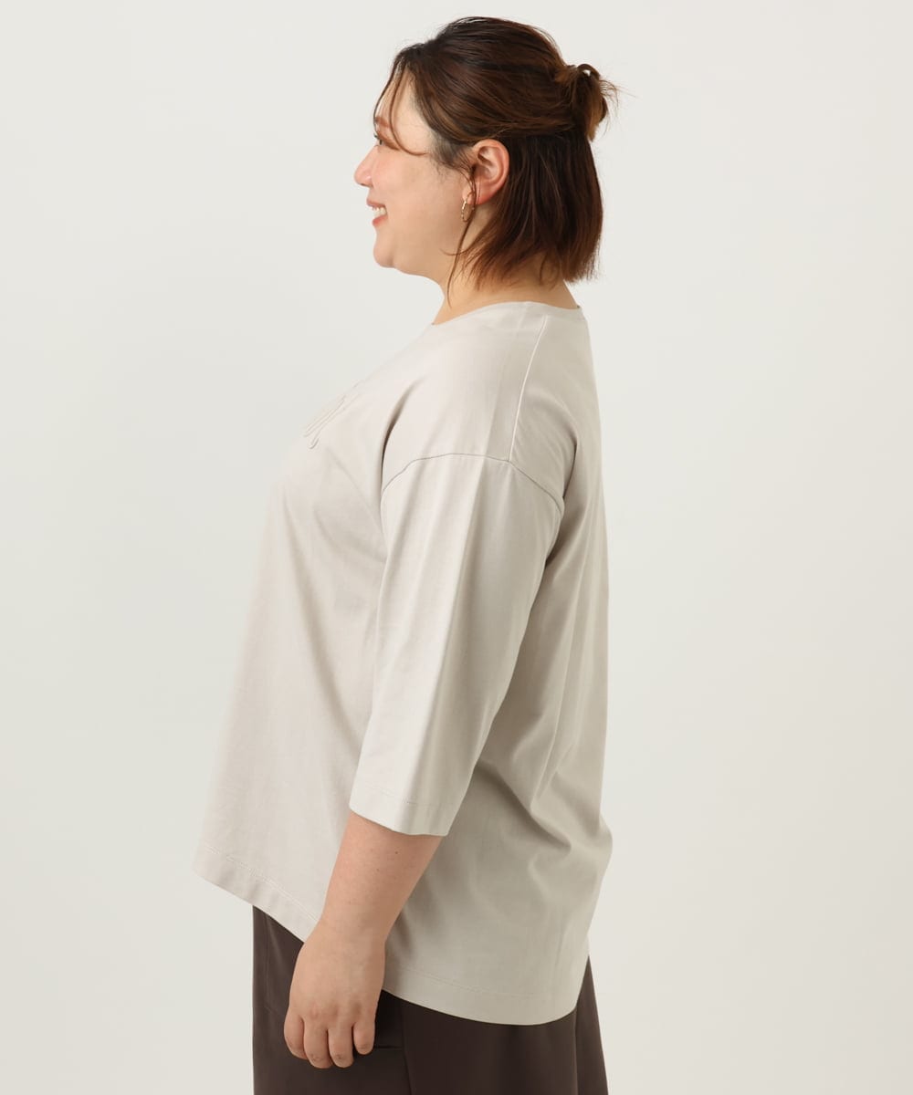 OLKJA05049 eur3(エウルキューブ) 【大きいサイズ】エンボスロゴTシャツ グレージュ(89)