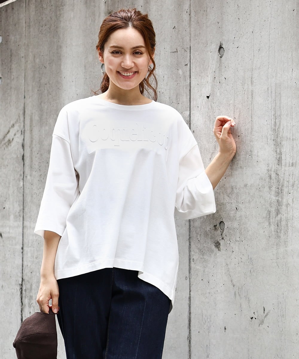 OLKJA05049 eur3(エウルキューブ) 【大きいサイズ】エンボスロゴTシャツ ホワイト(90)