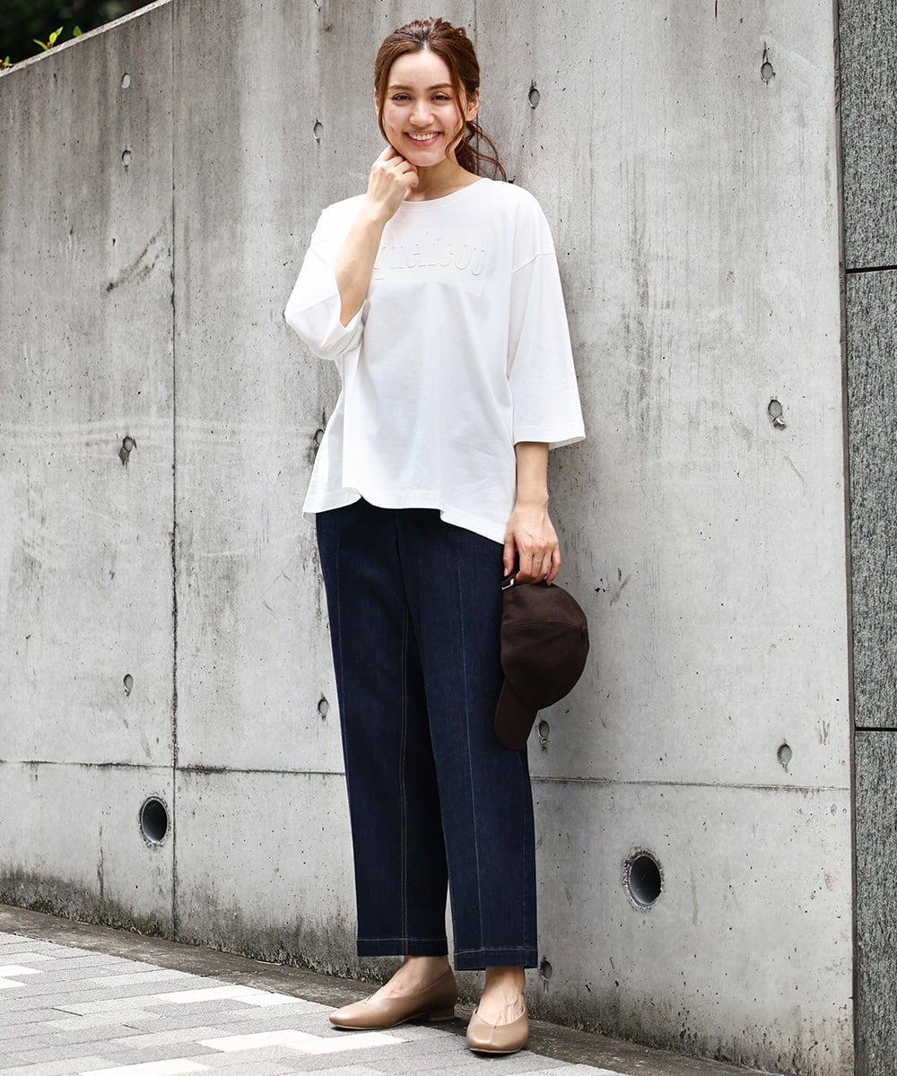 OLKJA05049 eur3(エウルキューブ) 【大きいサイズ】エンボスロゴTシャツ ホワイト(90)
