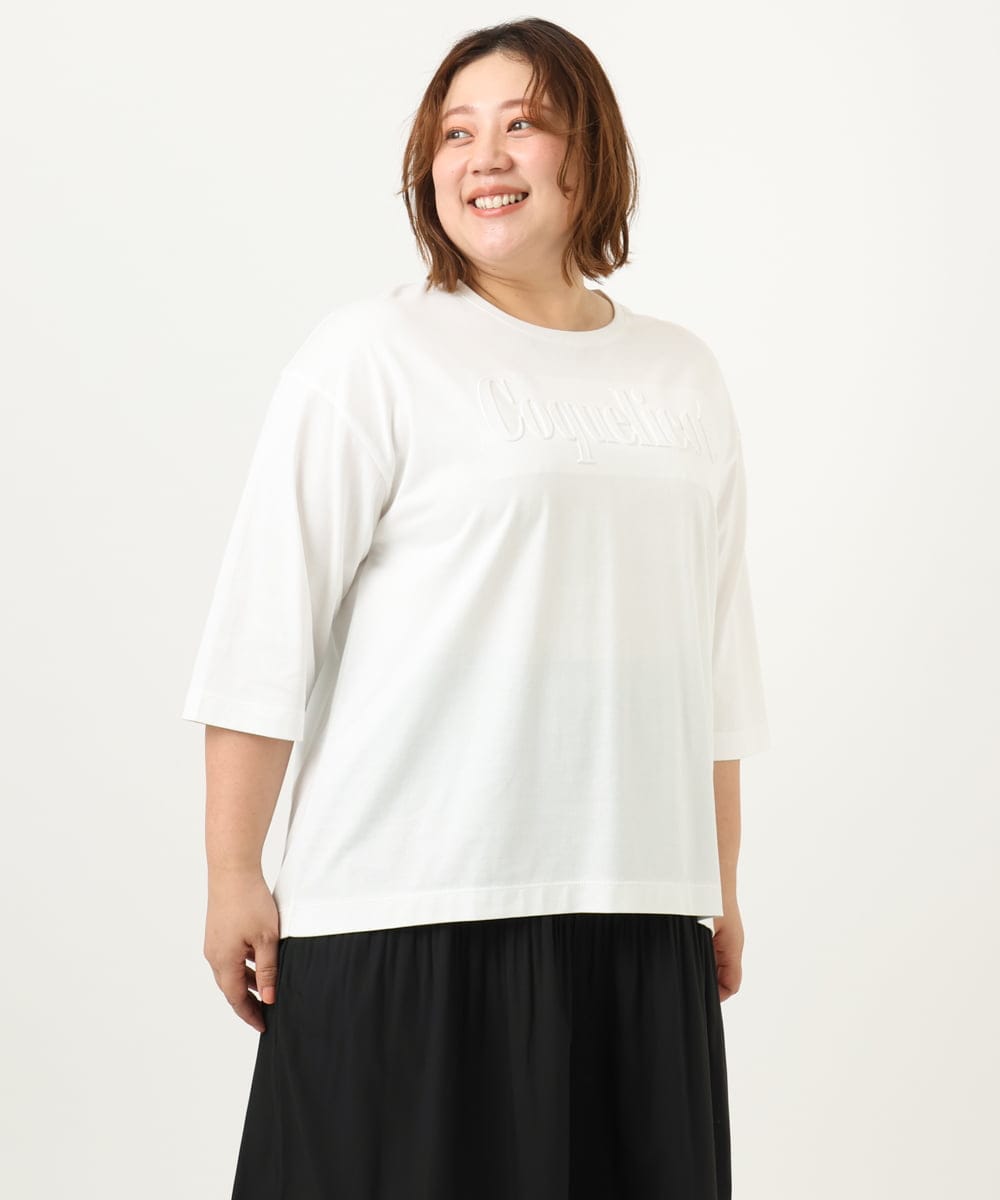 OLKJA05049 eur3(エウルキューブ) 【大きいサイズ】エンボスロゴTシャツ ホワイト(90)
