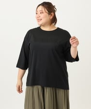 OLKJA05049 eur3(エウルキューブ) 【大きいサイズ】エンボスロゴTシャツ ブラック(94)
