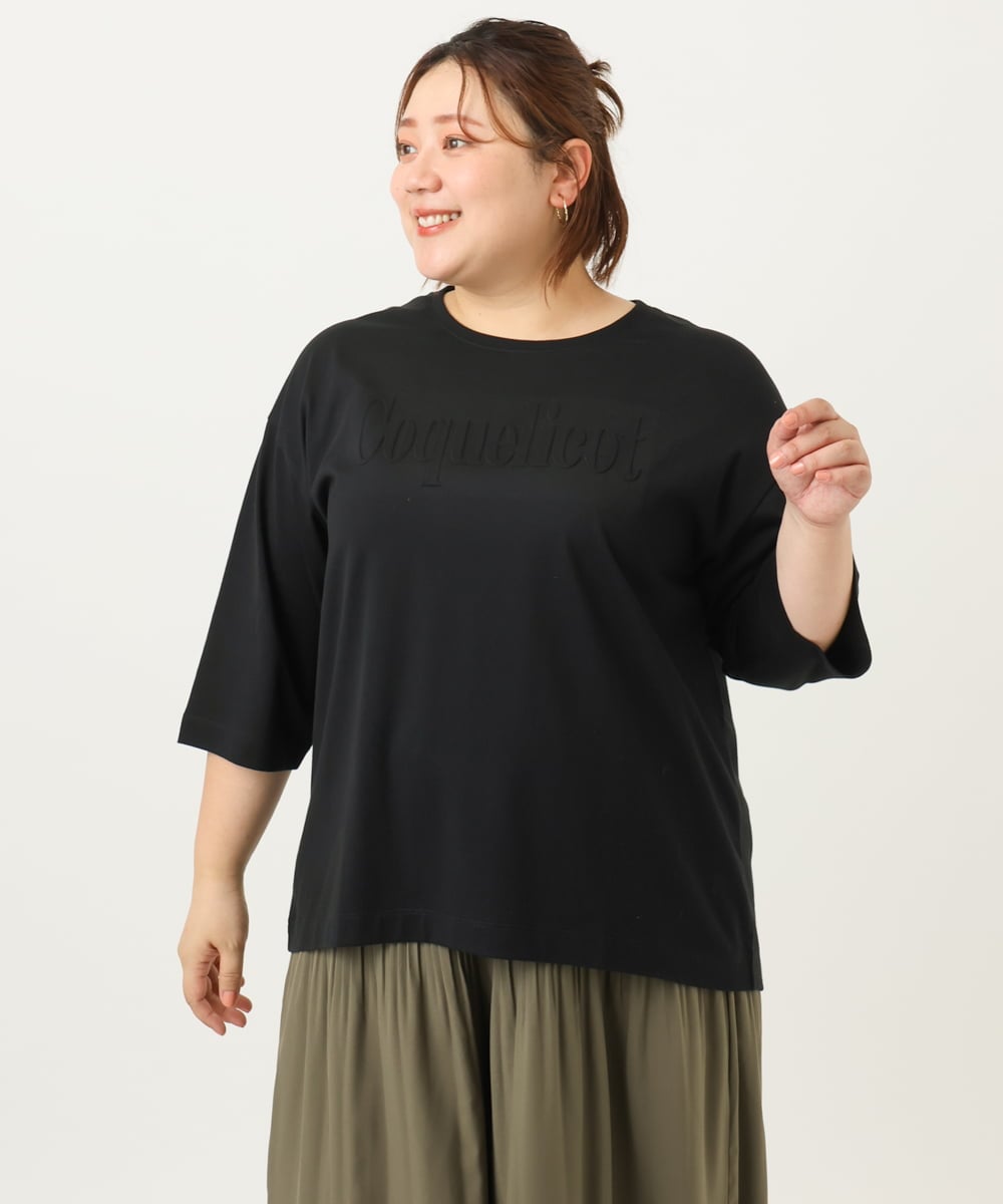 OLKJA05049 eur3(エウルキューブ) 【大きいサイズ】エンボスロゴTシャツ ブラック(94)