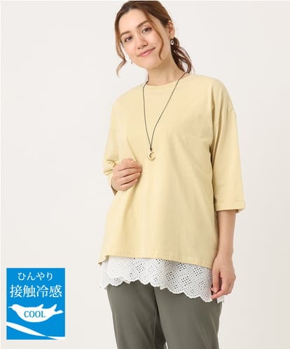 OLKJA10049 eur3 【大きいサイズ/接触冷感】UVカットロールアップスリーブカットソー