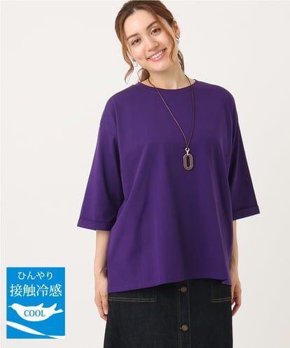 OLKJA10049 eur3 【大きいサイズ/接触冷感】UVカットロールアップスリーブカットソー