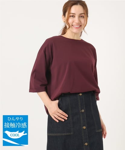 OLKJA10049 eur3 【大きいサイズ/接触冷感】UVカットロールアップスリーブカットソー