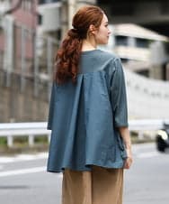 OLKJA13089 eur3(エウルキューブ) 【大きいサイズ/LAVEANGE×eur3】シャーリング異素材ドッキングプルオーバー グリーン(35)