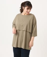 OLKJA19069 eur3(エウルキューブ) 【大きいサイズ】ケープデザインカットソー カーキ(36)