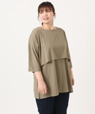 OLKJA19069 eur3(エウルキューブ) 【大きいサイズ】ケープデザインカットソー カーキ(36)