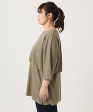 OLKJA19069 eur3(エウルキューブ) 【大きいサイズ】ケープデザインカットソー カーキ(36)
