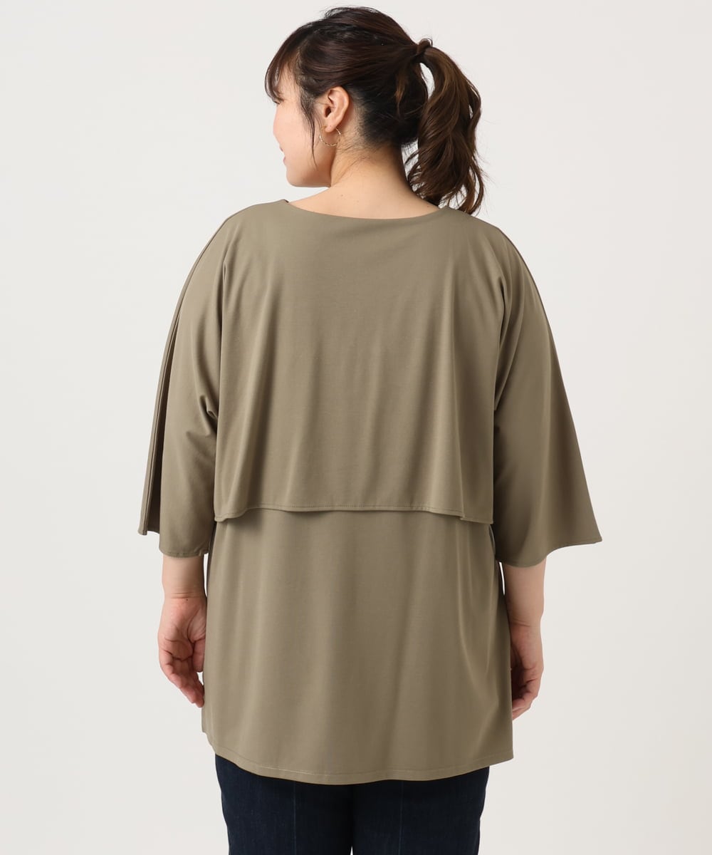 OLKJA19069 eur3(エウルキューブ) 【大きいサイズ】ケープデザインカットソー カーキ(36)
