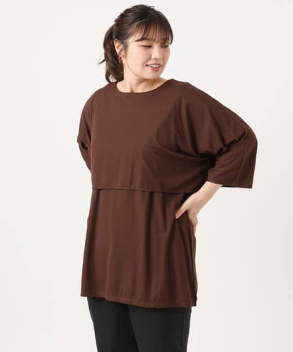 OLKJA19069 eur3 【大きいサイズ】ケープデザインカットソー