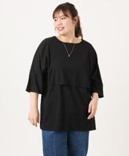 OLKJA19069 eur3(エウルキューブ) 【大きいサイズ】ケープデザインカットソー ブラック(94)