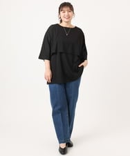 OLKJA19069 eur3(エウルキューブ) 【大きいサイズ】ケープデザインカットソー ブラック(94)