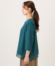OLKJD01079 eur3(エウルキューブ) 【WEB先行販売】【大きいサイズ/接触冷感/UVカット】Vネック裾シア―カットソー グリーン