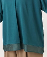 OLKJD01079 eur3(エウルキューブ) 【WEB先行販売】【大きいサイズ/接触冷感/UVカット】Vネック裾シア―カットソー グリーン