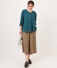 OLKJD01079 eur3(エウルキューブ) 【WEB先行販売】【大きいサイズ/接触冷感/UVカット】Vネック裾シア―カットソー グリーン