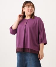 OLKJD01079 eur3(エウルキューブ) 【WEB先行販売】【大きいサイズ/接触冷感/UVカット】Vネック裾シア―カットソー パープル